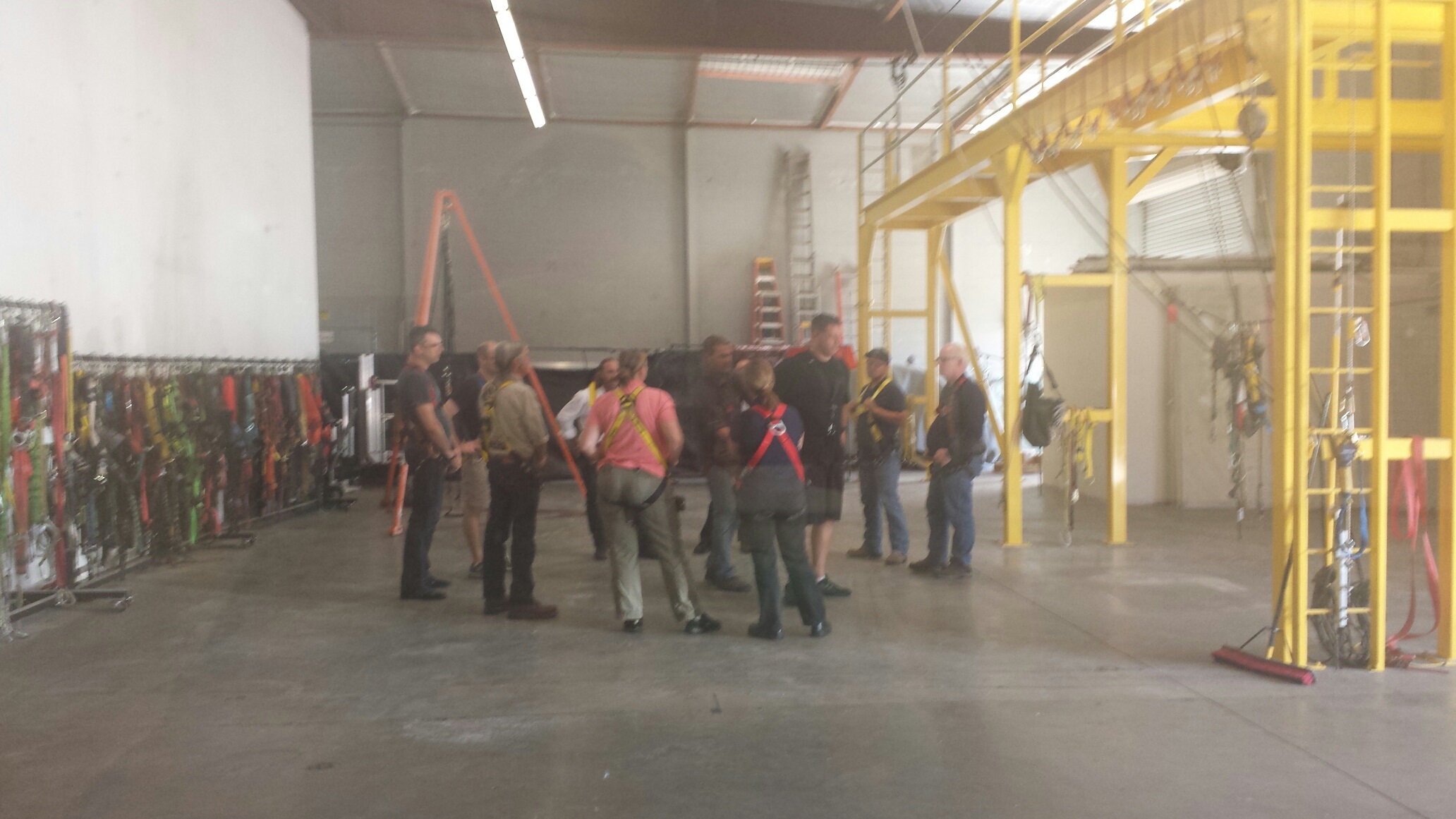 group of employees gathered for Fall Protection Training