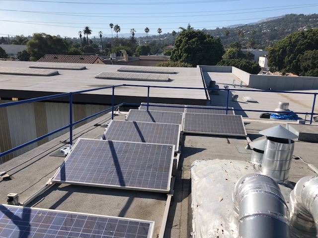 roof guardrail near solar panels